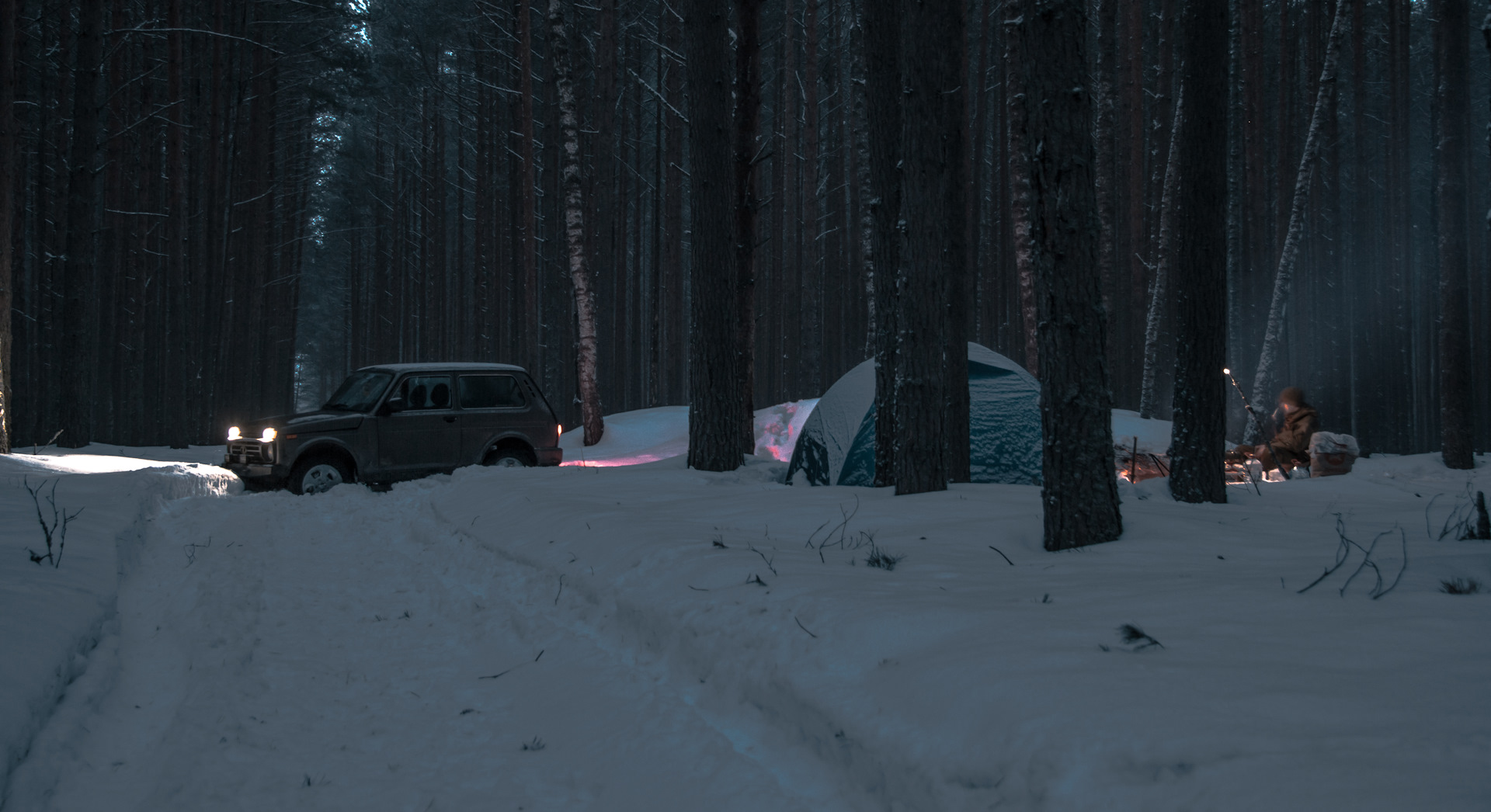 Групповой Секс Ночью В Лесу Зимой Ретро