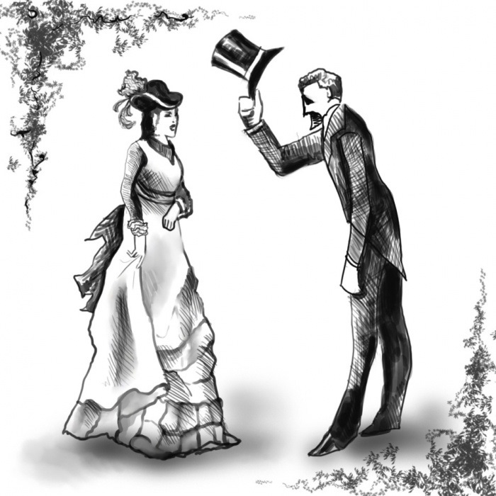 Два джентльмена не могут устоять перед сисястой госпожой в шляпе