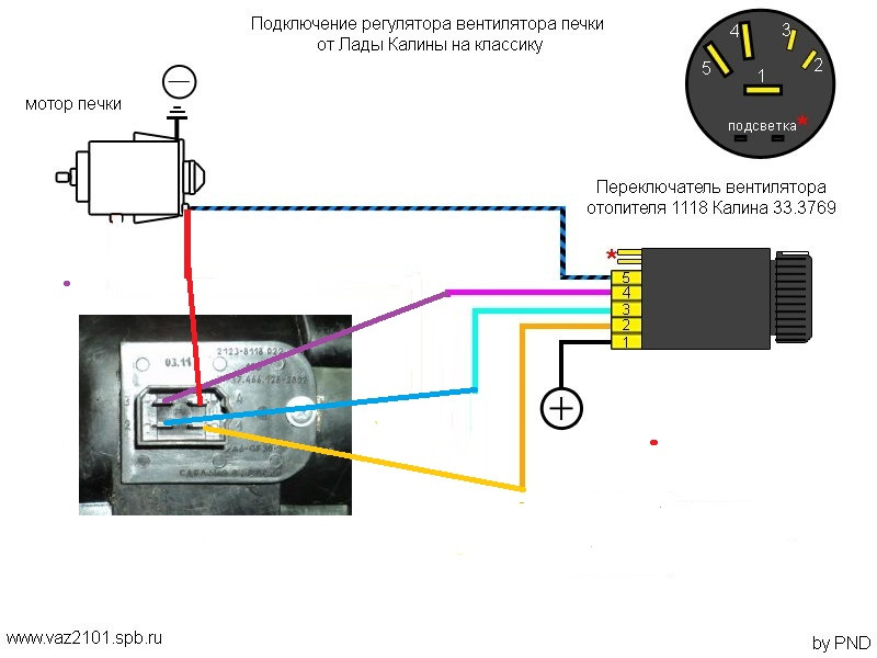 Схема подключения выключателя печки калина