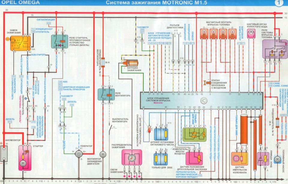 Опель вектра 1993 схема электрооборудования Опель вектра 1993 схема электрооборудования