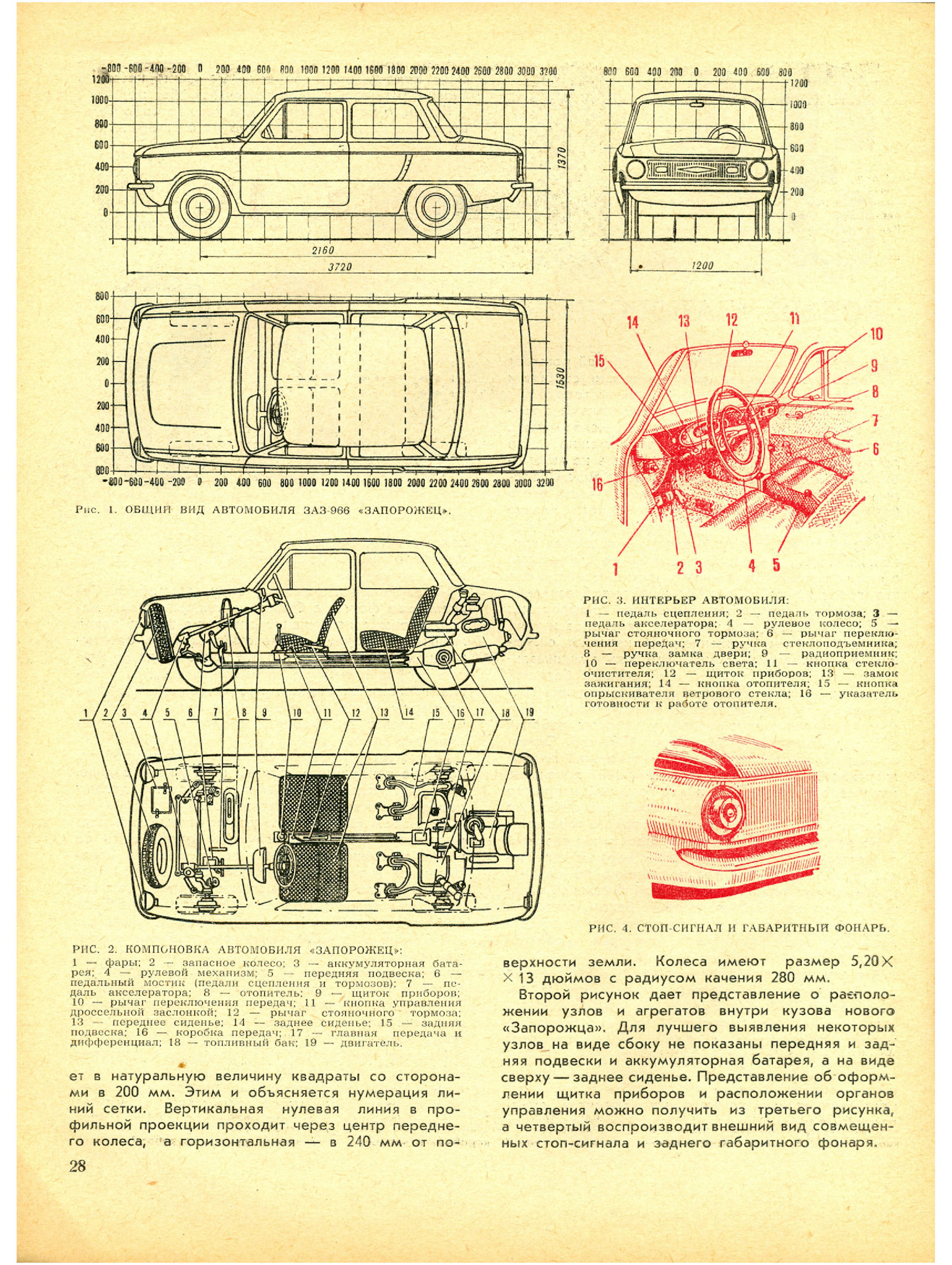 Заз 965 размеры чертеж