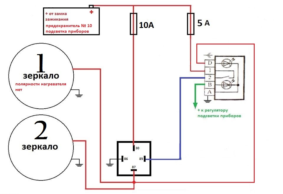 Распиновка зеркал газель