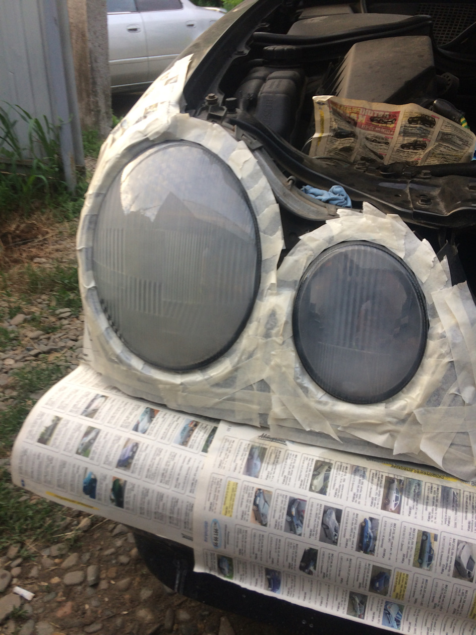 Полировка фар — Mercedes-Benz E-class (W210), 2,2 л, 1999 года | своими ...