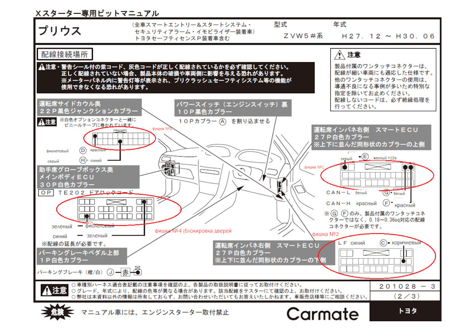 Установка автозапуска Carmate TE-X501T — Toyota Prius (50), 1,8 л, 2019 ...