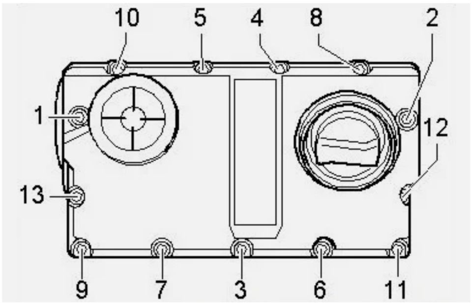 Порядок затяжки клапанной крышки пассат б5