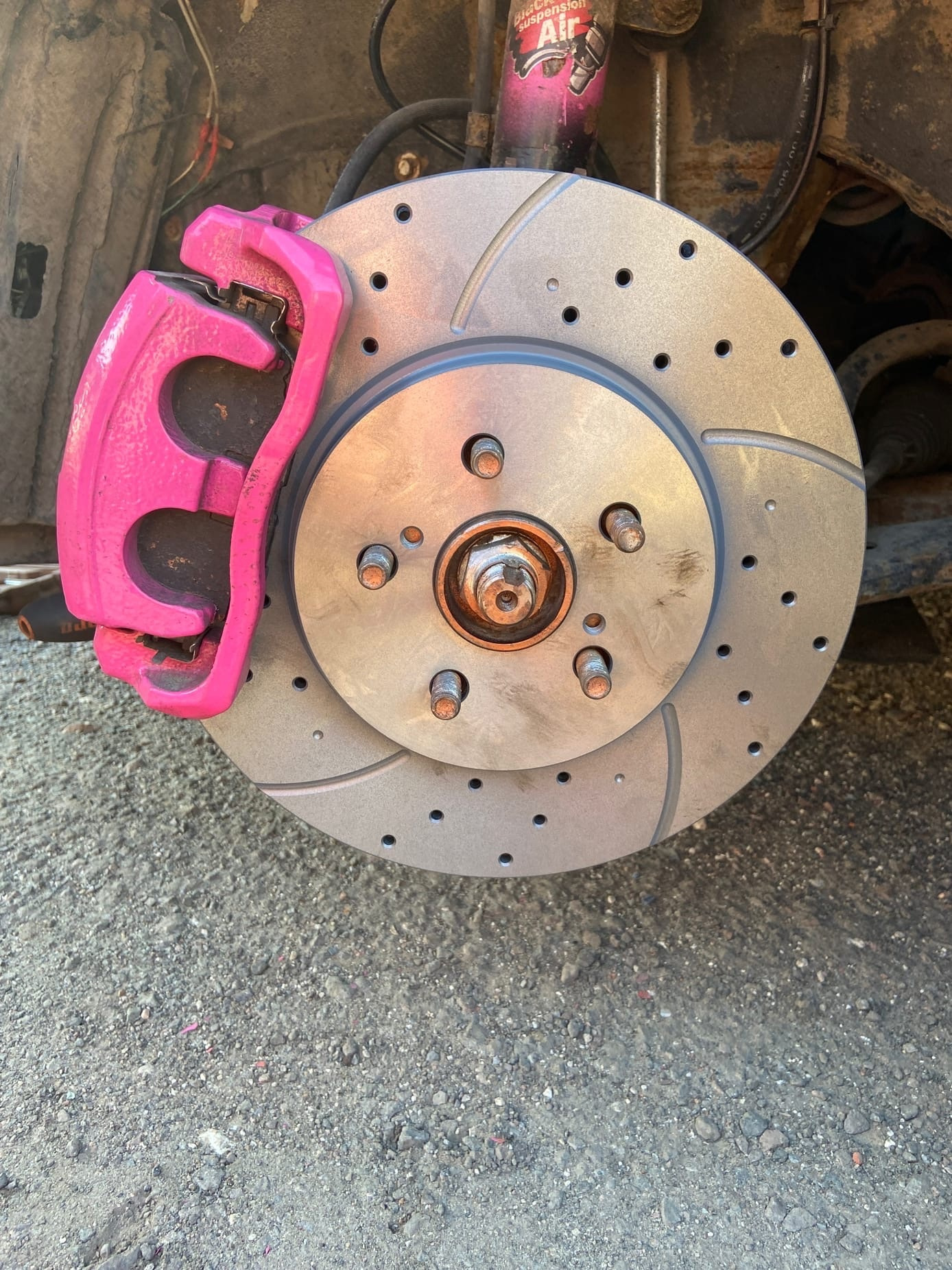 Розовые суппорта, тормозные диски G-Brake — Toyota Celica (230), 1,8 л ...