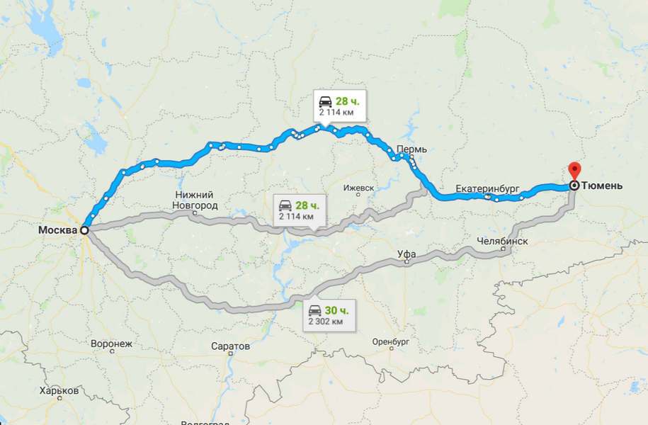 Карта с челябинска до москвы