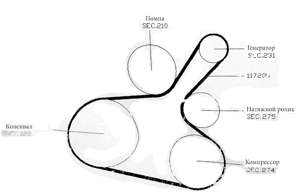 Схема ремня генератора ниссан альмера g15 с кондиционером