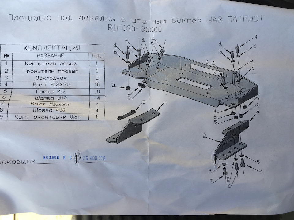 Площадка под лебедку уаз патриот чертежи