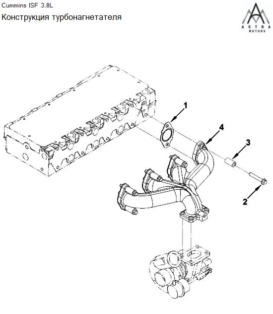 Выпускной коллектор на двигатель Cummins ISF 3.8 для ПАЗ, Маз Зубренок ...