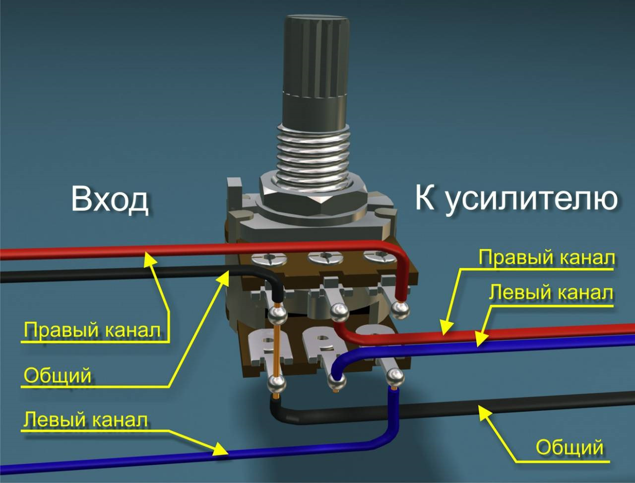 Распайка потенциометра громкости