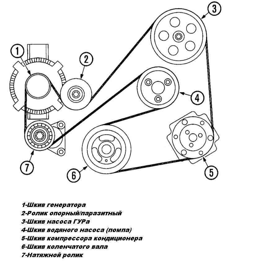 Схема ремня генератора 1nz