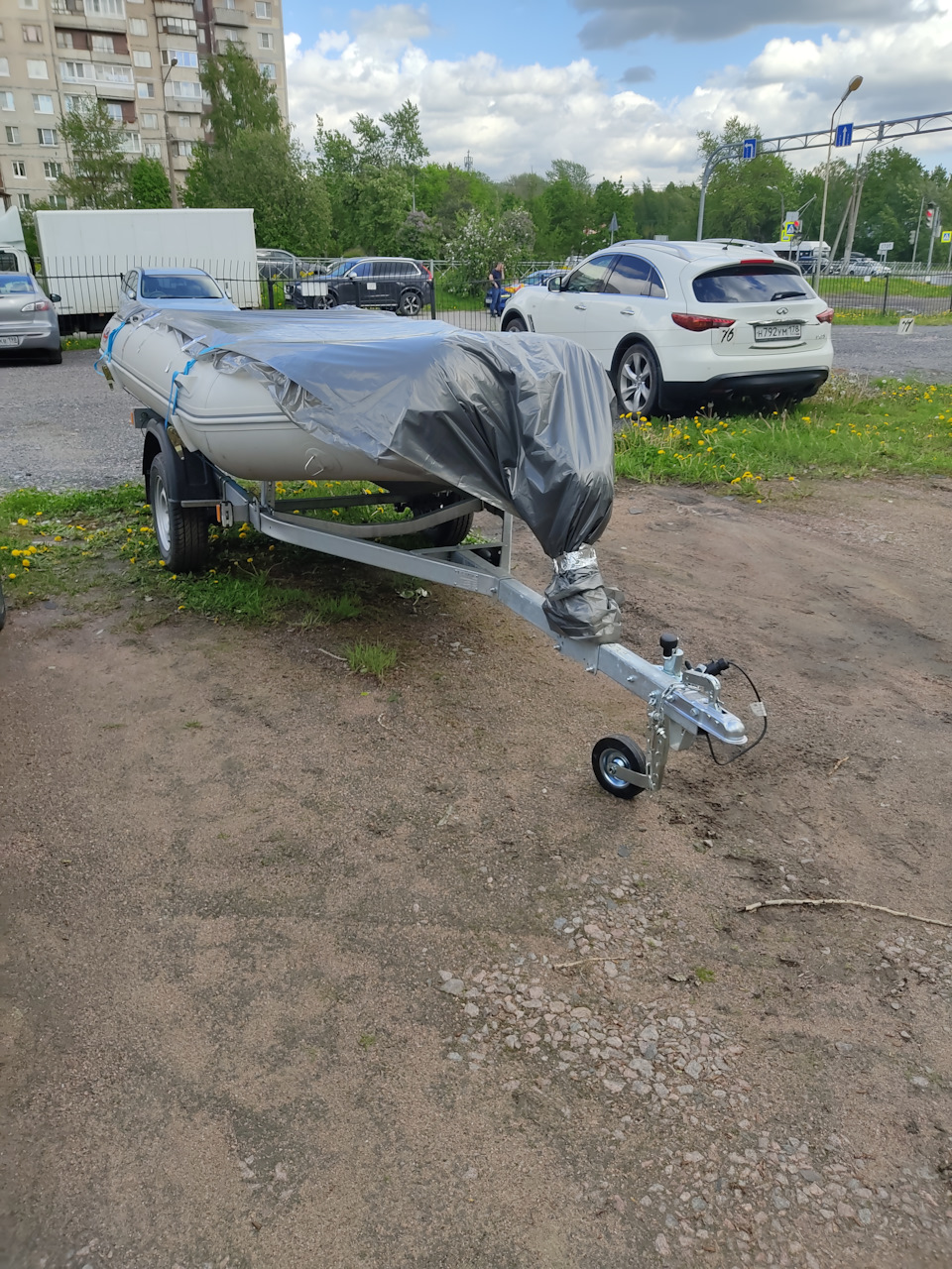 Прицеп МЗСА для лодки ПВХ, Фаркоп — Mitsubishi L200 (5G), 2,4 л, 2017 ...