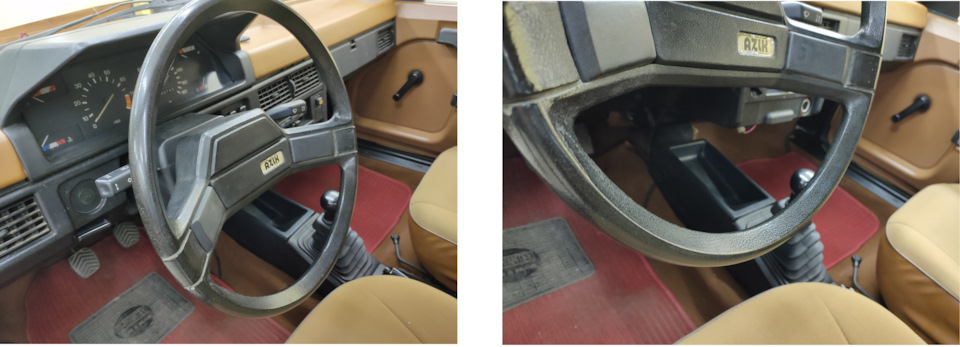 Интересный форма обода у руля января 1987 г.в. Острая грань, на серийных такой явно выраженной линии не бывает — Москвич Святогор