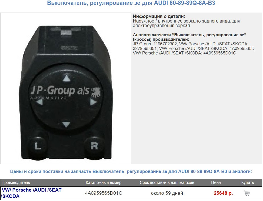 Фото в бортжурнале Audi 80 (B3). Запчасти на фото: 8089890, 4A0959565D01C