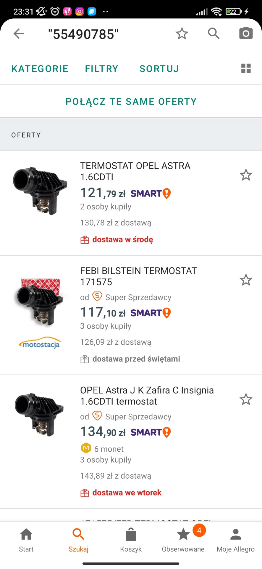 Термостаты на Аллегро — Opel Astra K. Запчасти на фото: 55490785, 171575