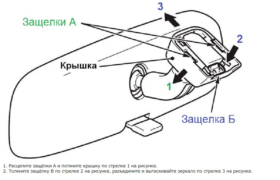 Разобрать салонное зеркало тойота