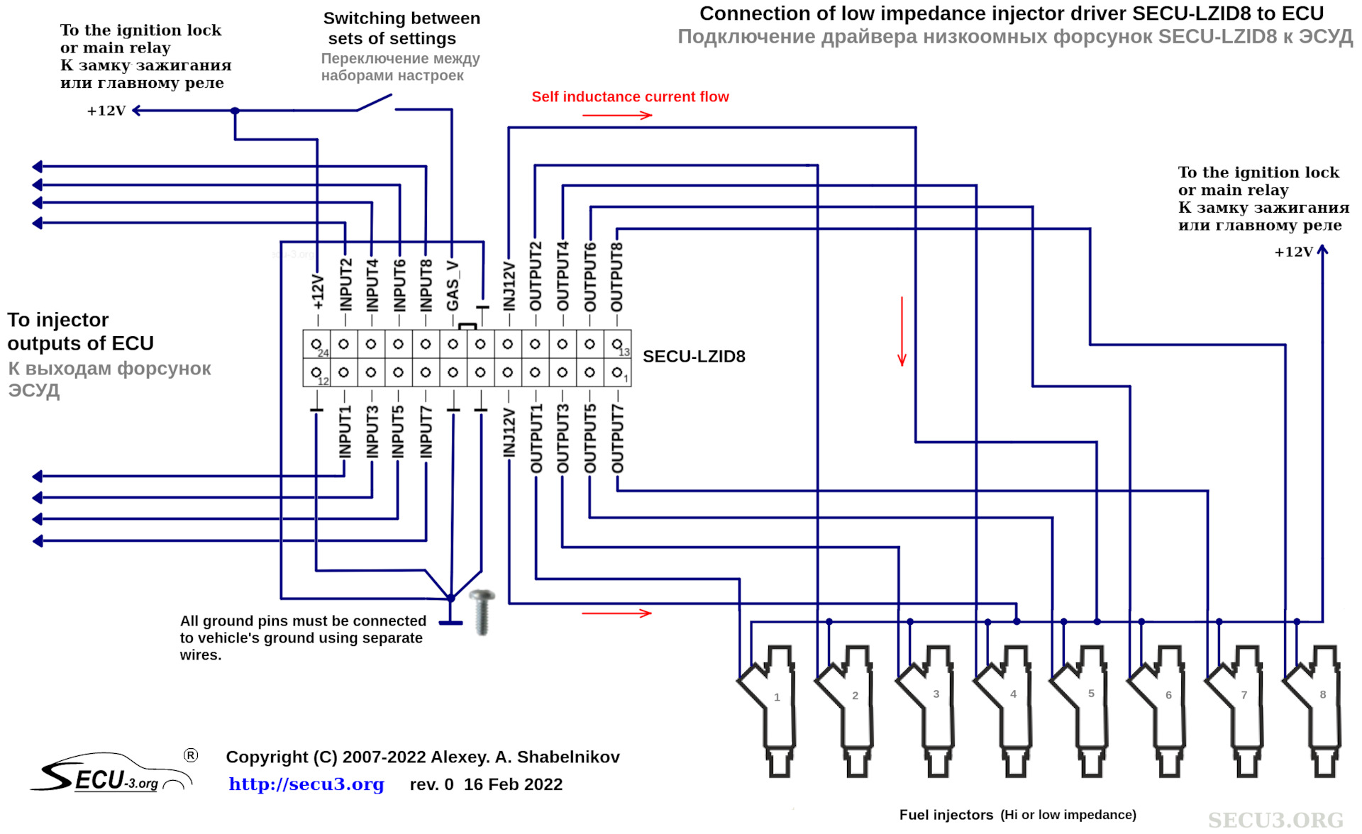Распиновка форсунок Схема включения драйвера форсунок SECU-LZID8 - DRIVE2