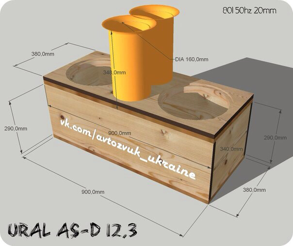 Чертеж короба под 2 12 сабвуфера на трубе