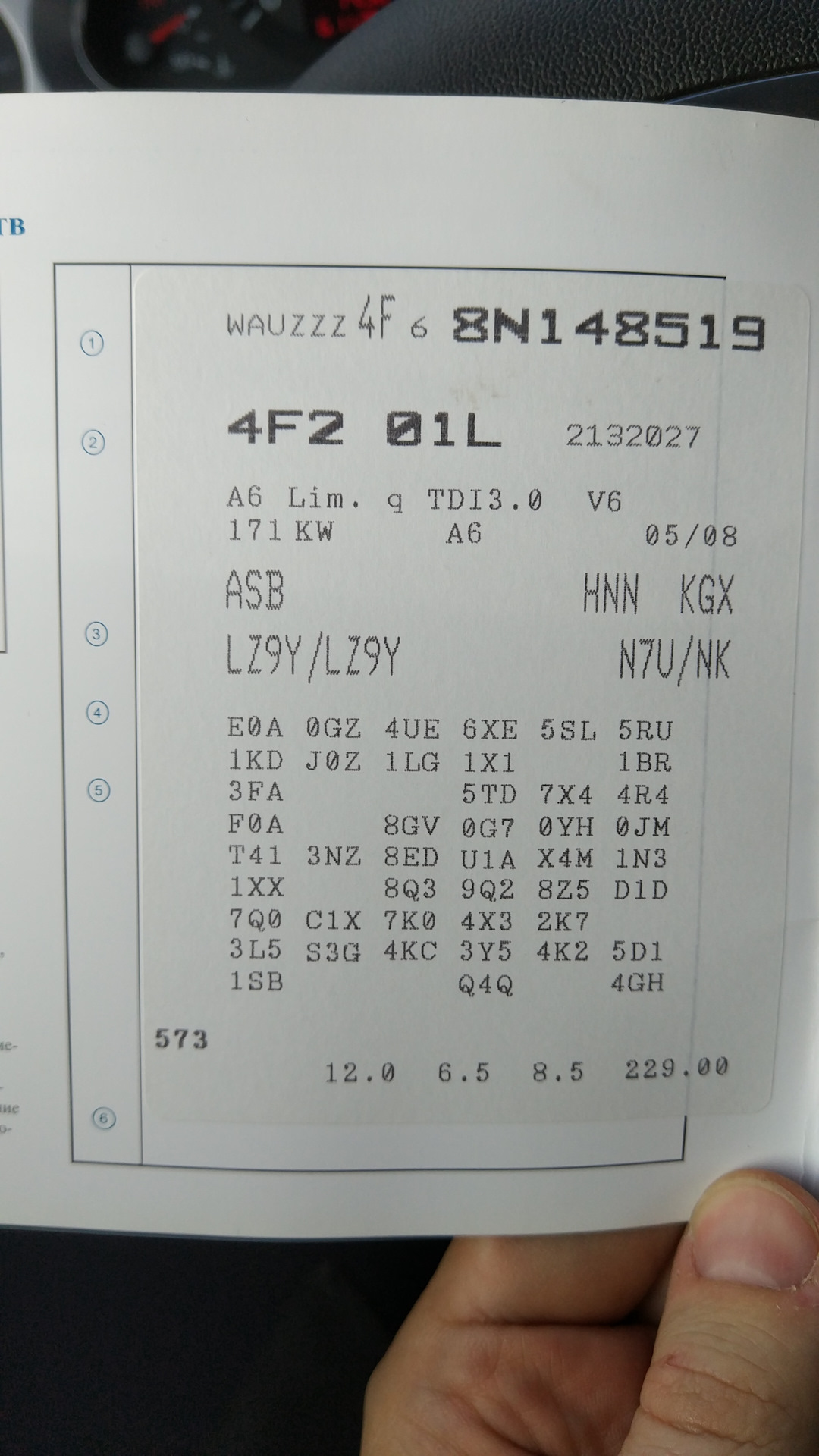 Расшифровка VIN — Audi A6 (C6), 3 л, 2008 года | просто так | DRIVE2