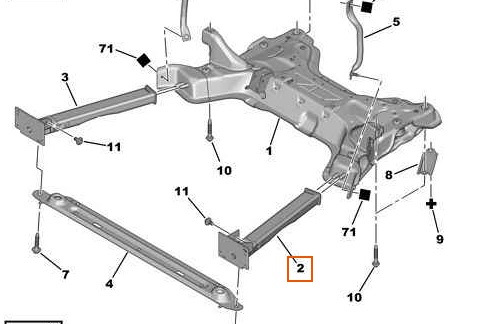 Удлинитель подрамника пежо 308. Усилитель подрамника Пежо 308. Удлинитель переднего подрамника Пежо 308 алюминий.