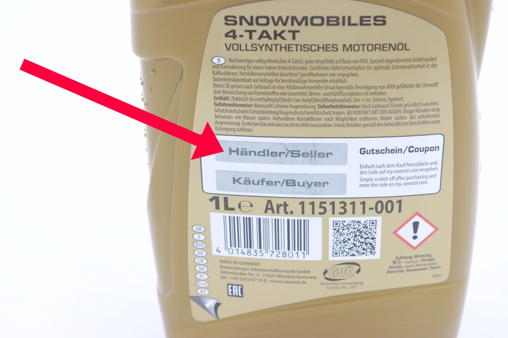 Подлинность масла равенол. Elf масло штрих код проверочный. Масло для 4-такт снегоходов Ravenol snowmobiles Fullsynth. (4л). Ravenol масло штрих код. 4014835733091 Ravenol.