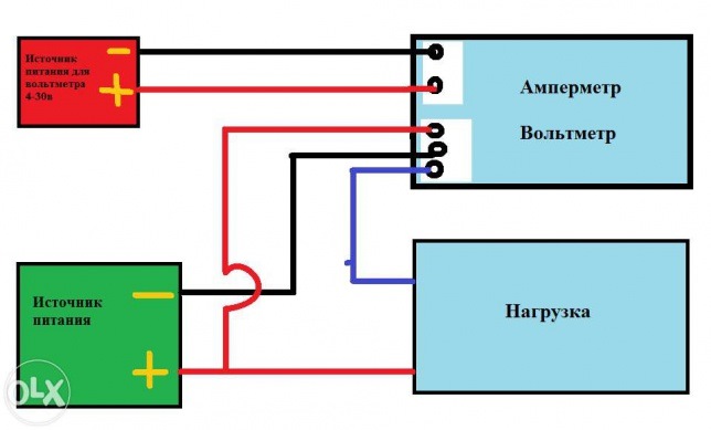 Схема подключения вольтметр амперметр