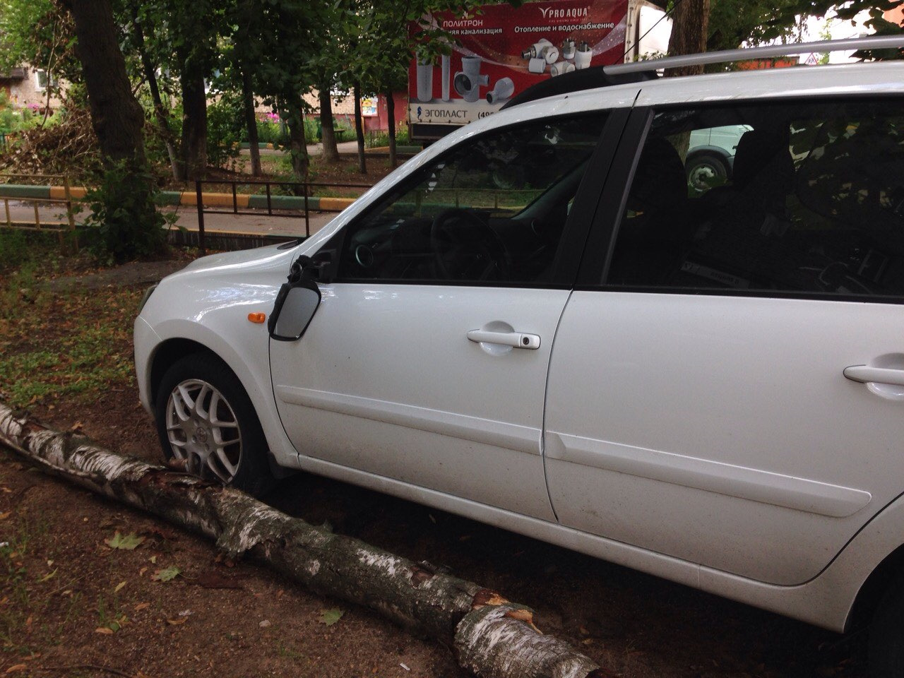 Упало дерево на машину — Lada Калина 2 универсал, 1,6 л, 2015 года |  поломка | DRIVE2