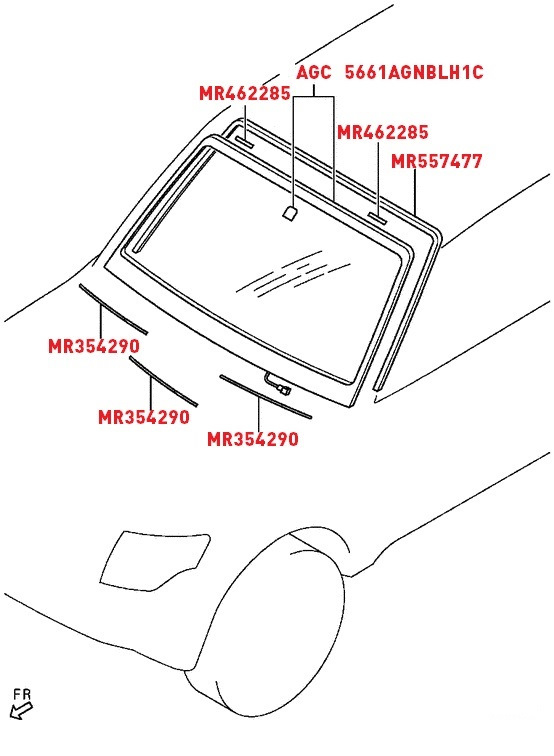 MR557477 Молдинг лобового стекла Mitsubishi | Запчасти на DRIVE2