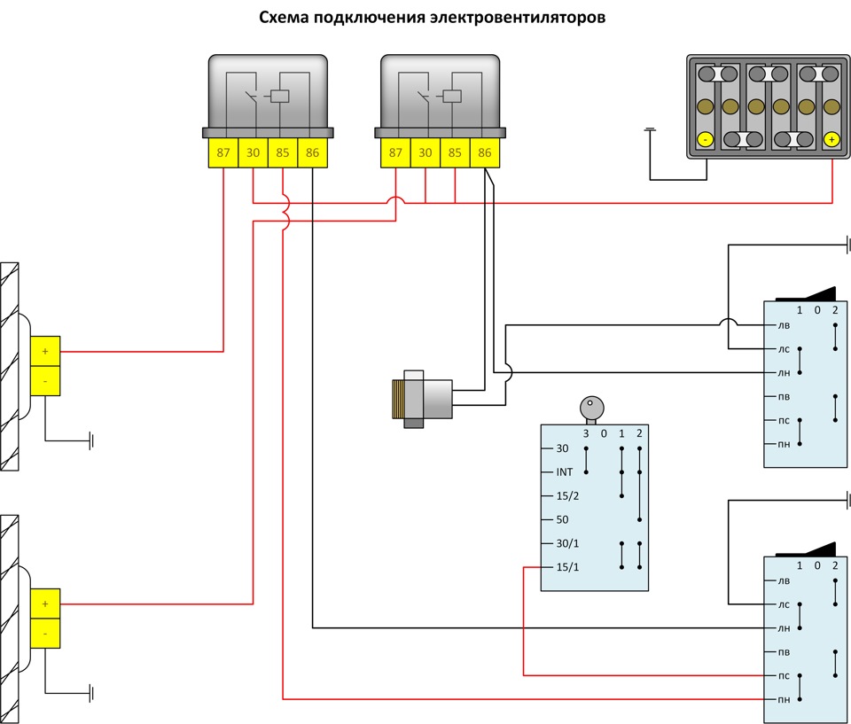 Схема подключения вентиляторов уаз патриот