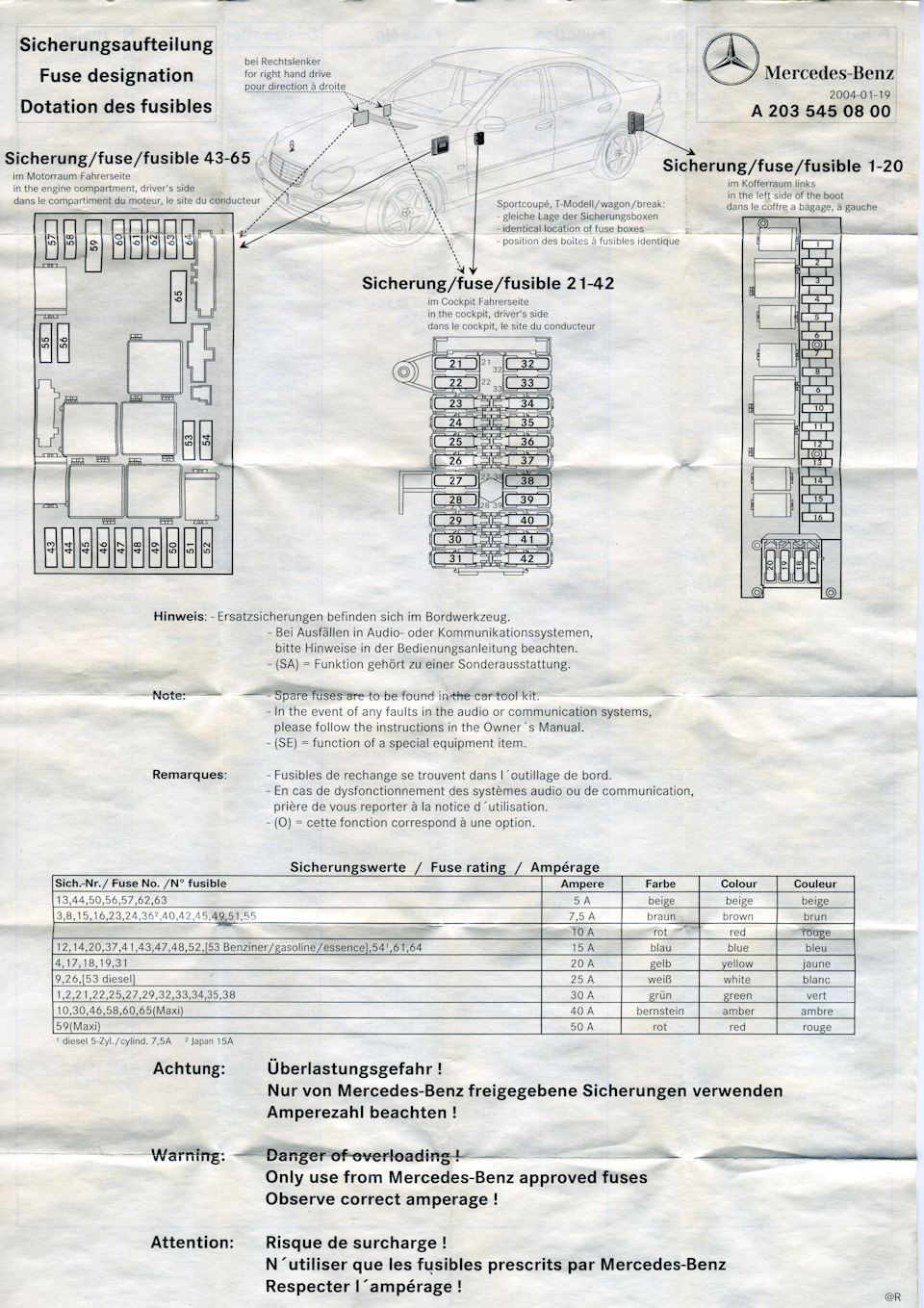W203 FUSE BOX DIAGRAM AND LOCATION Fuse Box, Mercedes,, 58 OFF