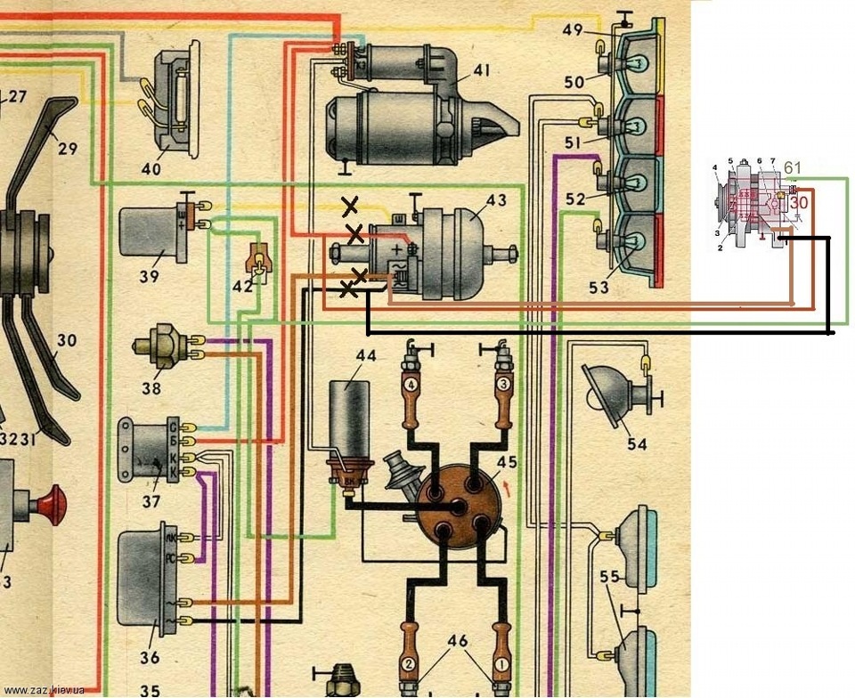 Схема проводки заз
