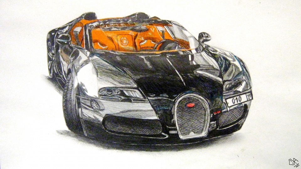 Bugatti рисунок карандашом