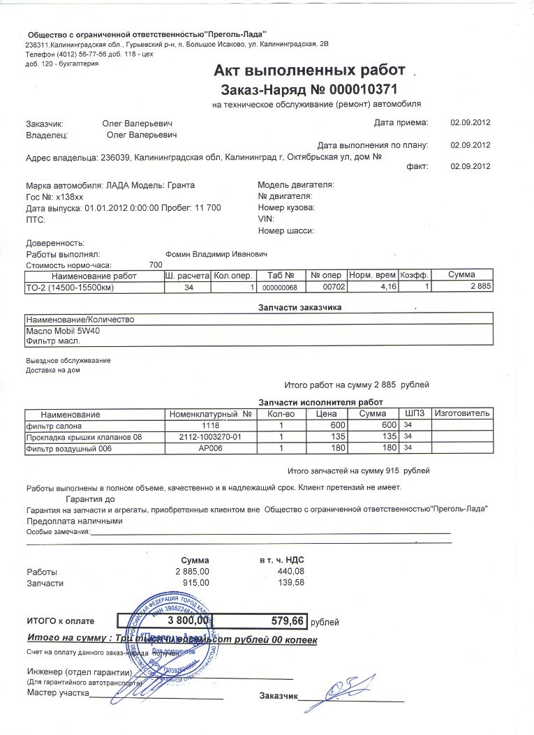 Образец акт о замене спидометра образец