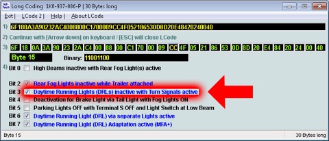 vcds daytime running lights