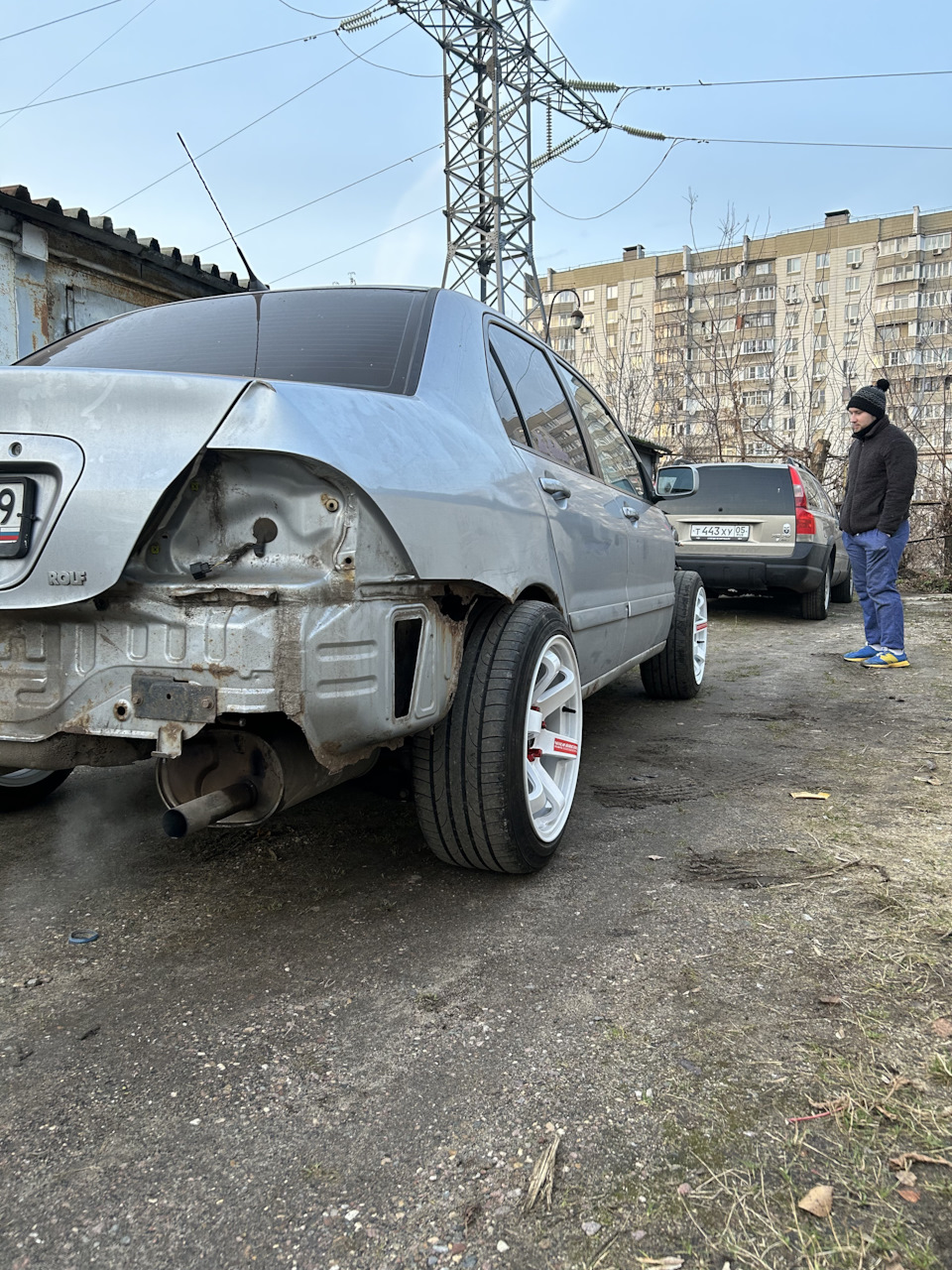 Широкие колеса+переходные проставки. — Mitsubishi Lancer IX, 1,6 л, 2005  года | стайлинг | DRIVE2