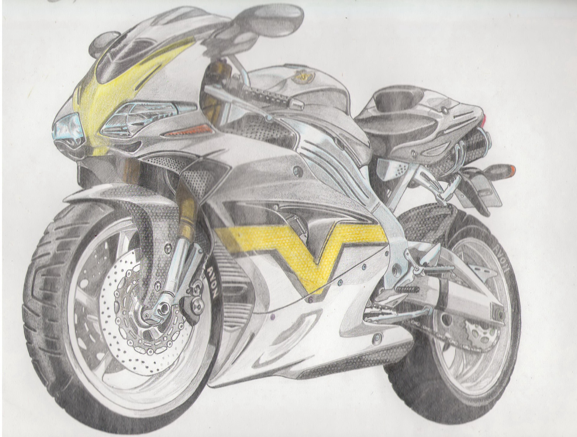 Нарисовать мотоцикл карандашом