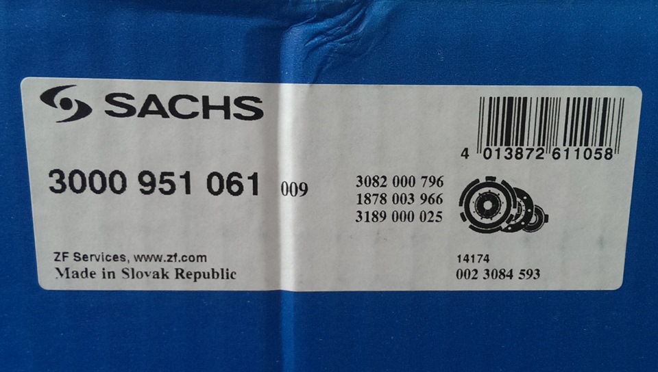 3000951061 Сцепление, комплект для AUDI, SEAT, SKODA, VW SACHS ...