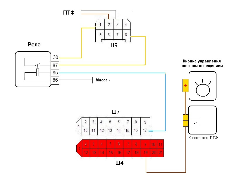 Схема подключения птф ваз 2112 европанель