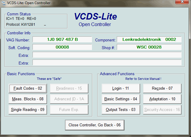 Photo from the logbook Volkswagen Passat B5. Found on photo: 1J0907487B