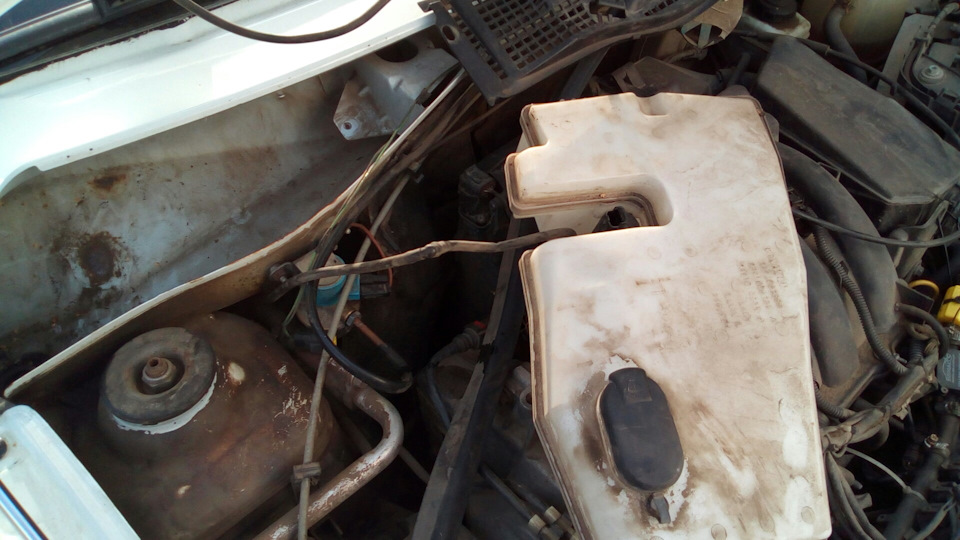 Ржавчина под бачком омывателя. — Lada Ларгус, 1,6 л, 2013 года | своими ...