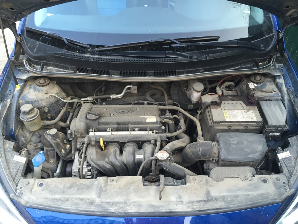 Паровая мойка двигателя. — Hyundai Solaris, 1,6 л, 2014 года | мойка ...