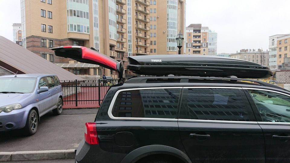 Бокс Thule dynamic 900 — Volvo XC70 III, 2,4 л, 2010 года