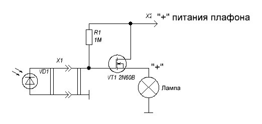 Схема фотореле на транзисторе