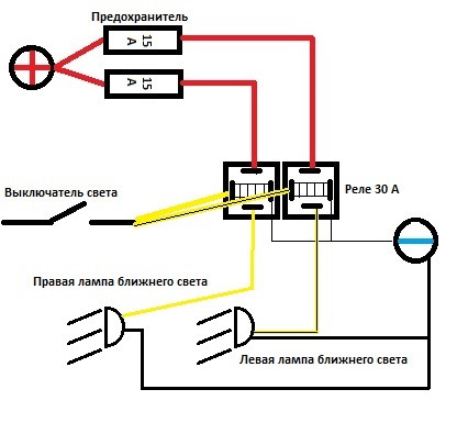 Схема включения фар гольф 2