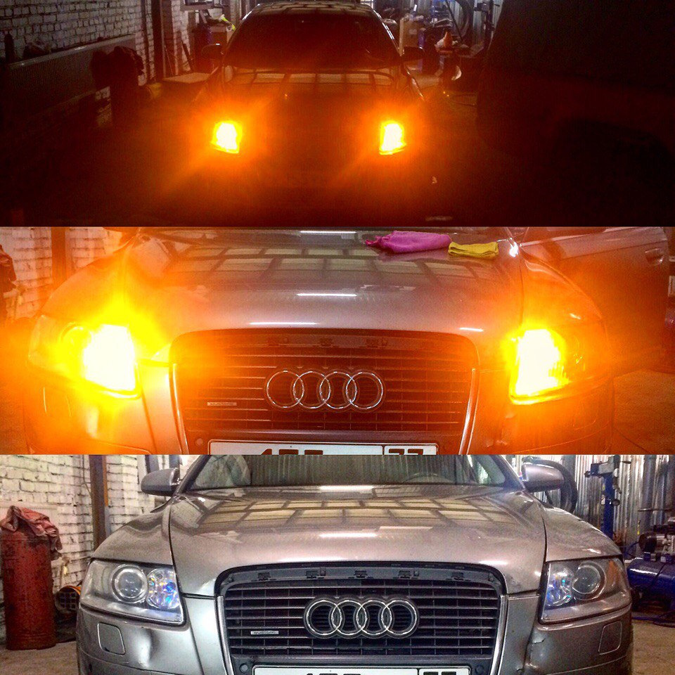 Audi A6 -Полировка фар -Замена ламп дневных ходовых огней, на лампы ...