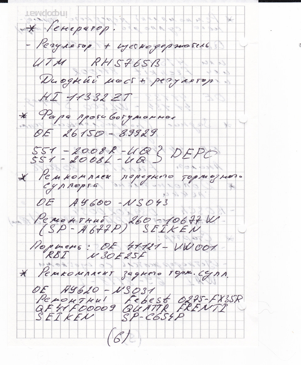 Фото в бортжурнале Nissan Presage (2G). Запчасти на фото: Z0081, 141181432, B9620, QF41F00009