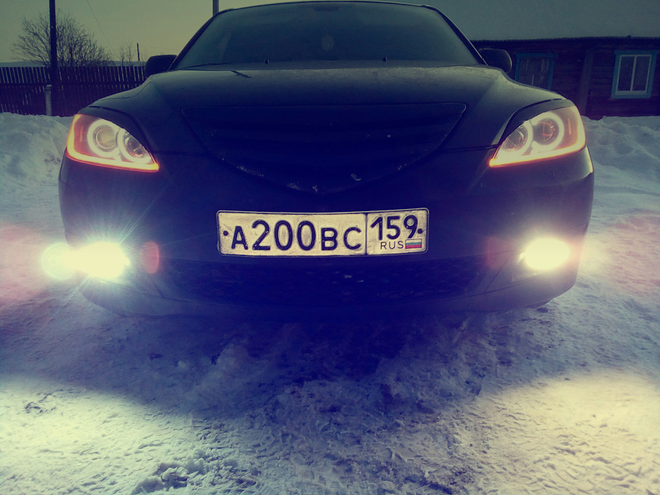 Ангельские глазки + лента — Mazda 3 (1G) BK, 1,6 л, 2008 года ...
