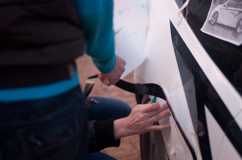 Оклейка виниловой пленкой белого) — Honda Civic Si (5G), 2 л, 2002 года ...