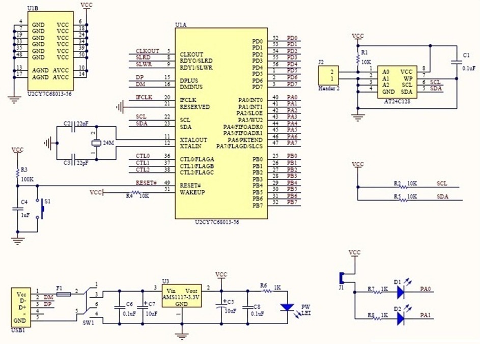 Cy7c63723c схема включения